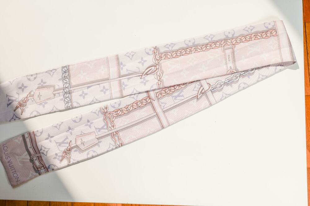 Louis Vuitton Light Pink Monogram Confidential Silk Bandeau Neck Scarf M70637
